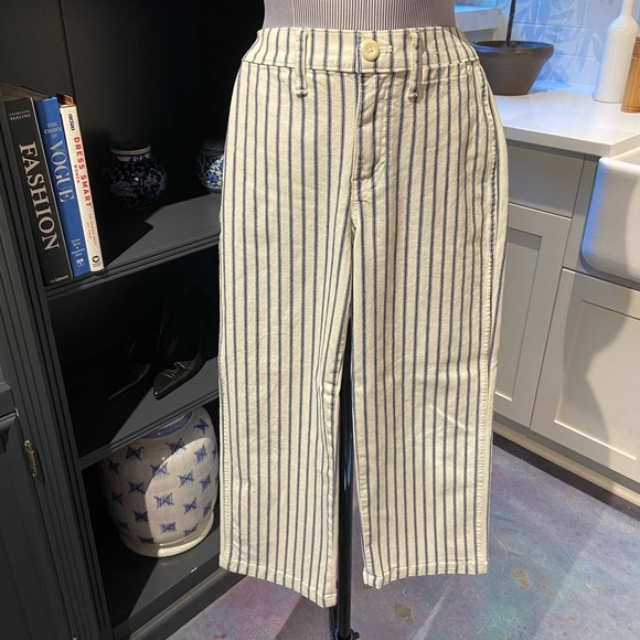 J. Crew Slim Wide Leg Striped White Jeans – Size 24P - Picture 5 of 12